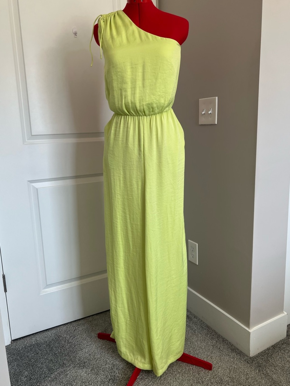 Steve Madden One-Shoulder Maxi Dress in Lime